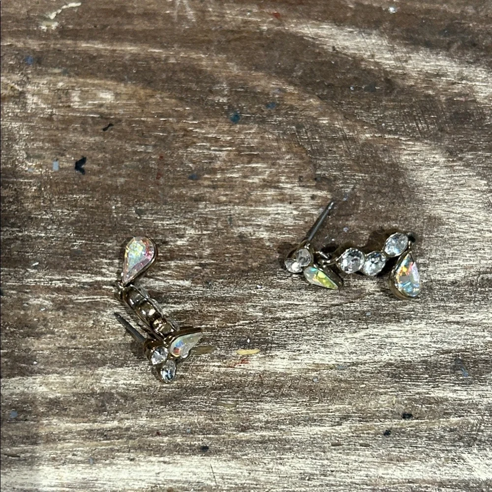 Gold and Silver Crystal Earrings - Picture 3 of 4